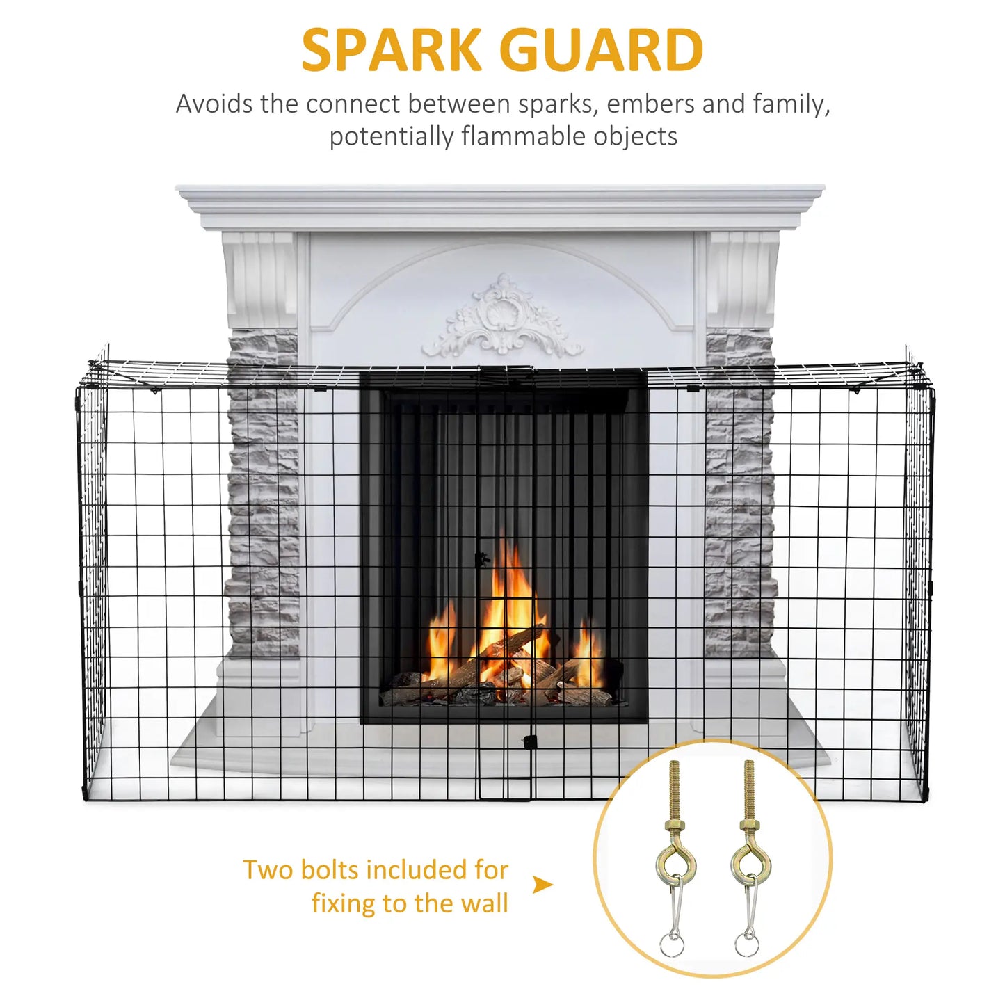 Extendable Fireplace Screen, Metal Mesh Spark Guard, Black Fireplace Screens at Gallery Canada