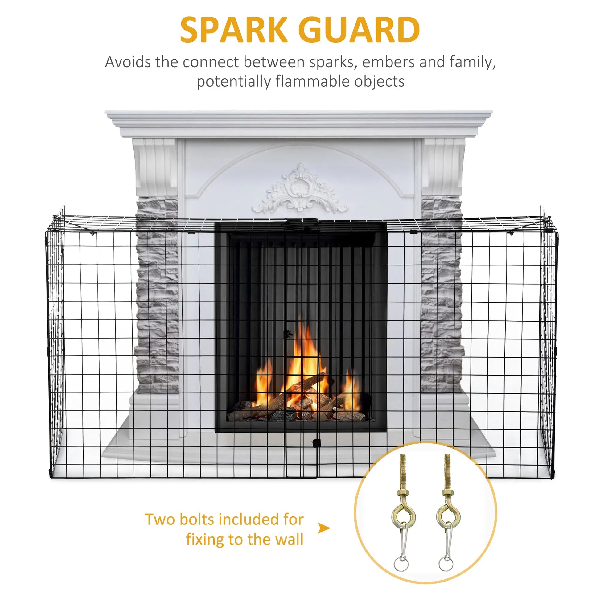 Extendable Fireplace Screen, Metal Mesh Spark Guard, Black Fireplace Screens at Gallery Canada