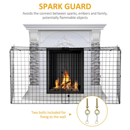 Extendable Fireplace Screen, Metal Mesh Spark Guard, Black Fireplace Screens at Gallery Canada