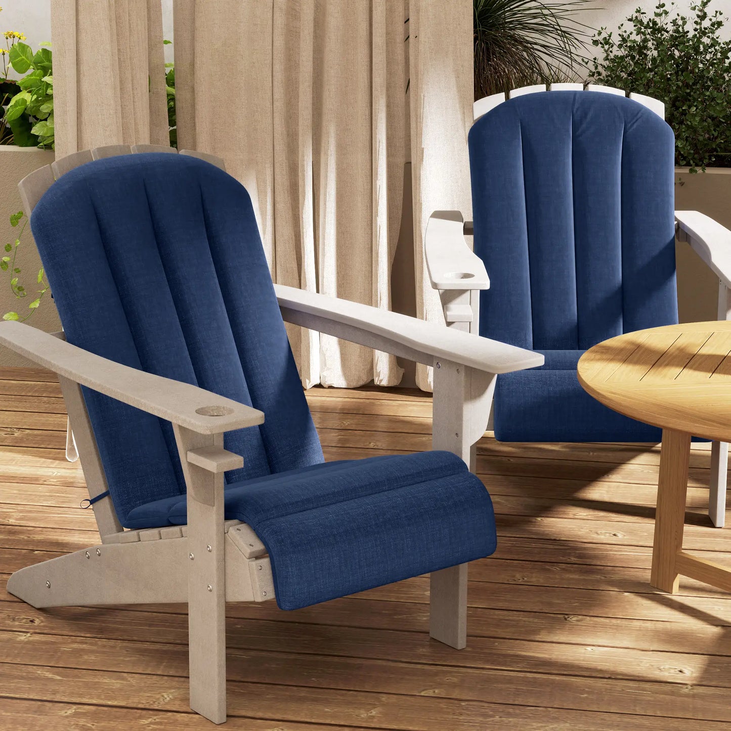 Set of 2 Patio Chair Cushions, High Back, High-Density Foam, Navy Blue Patio Chair Cushions at Gallery Canada