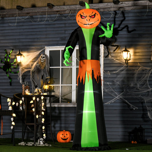 9ft Inflatable Halloween Decoration Pumpkin Head Ghost, Blow-Up Outdoor LED Display for Lawn, Garden, Party - Gallery Canada