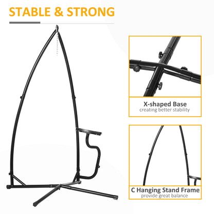 Hammock Chair Stand, Metal C-Stand with Tray, Indoor Outdoor, Black Hammock Stands at Gallery Canada