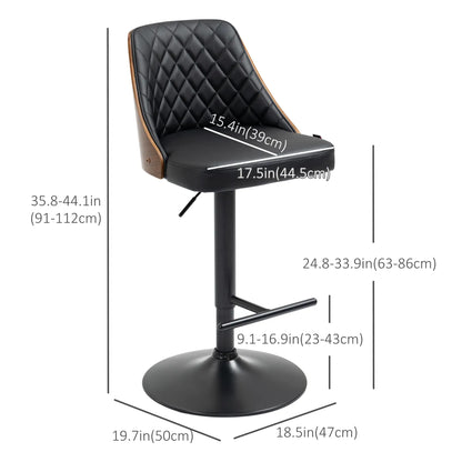 Modern PU Leather Bar Stools, Set of 2, Swivel, Adjustable Height, Black Bar Stools at Gallery Canada