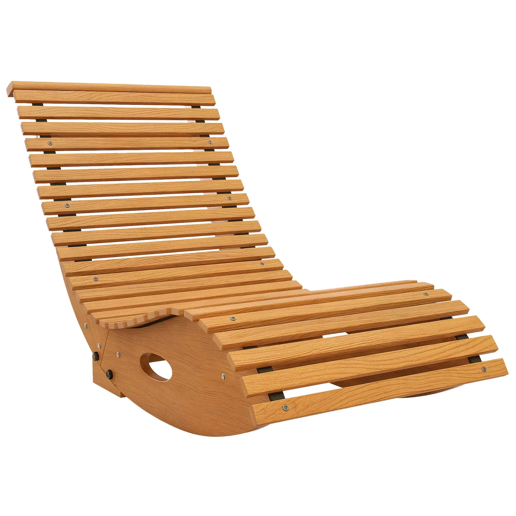 Outdoor Rocking Chair, Wooden Slatted Seat, 51.2