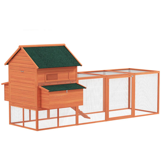 137" Wooden Chicken Coop With Run, Nesting Box, Orange Chicken Coops Orange at Gallery Canada