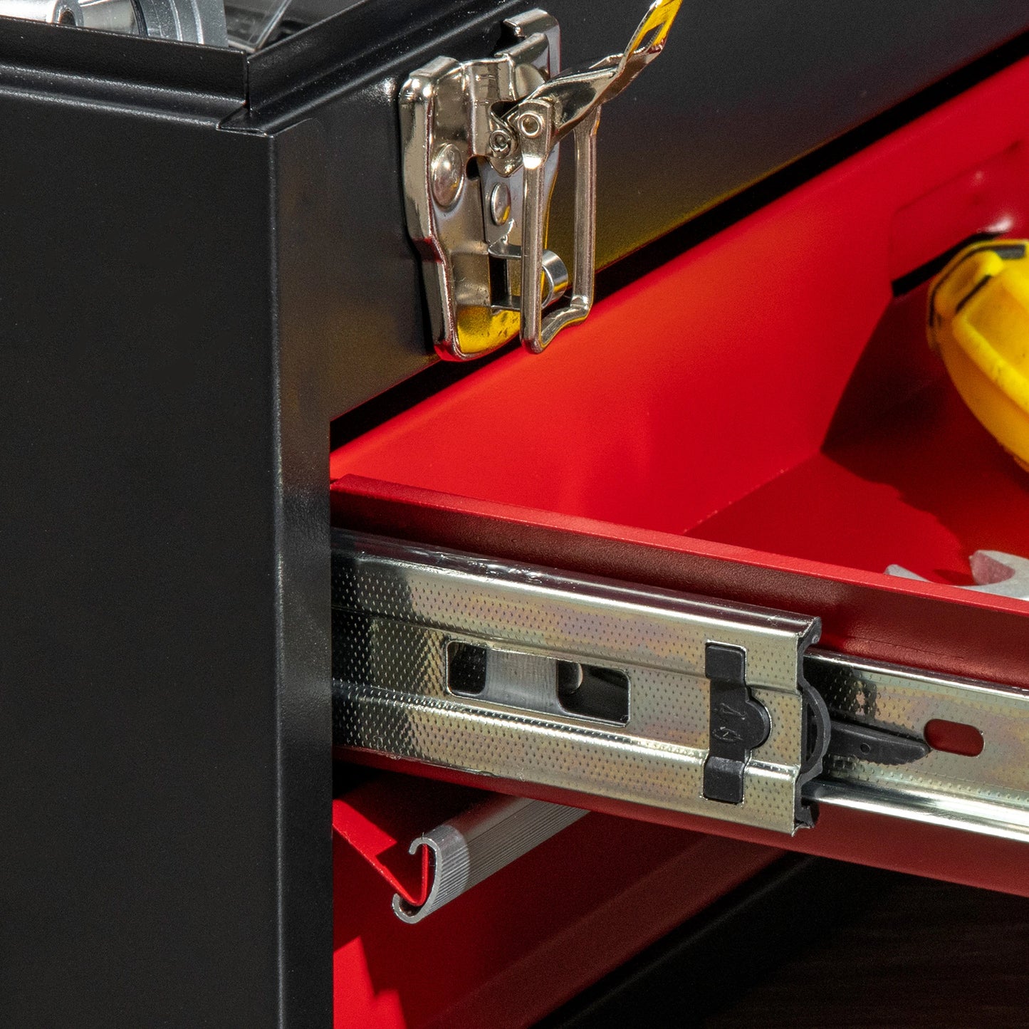 8.7" Portable Metal Tool Box, 2 Drawer Lockable Chest, Red Tool Organizers at Gallery Canada
