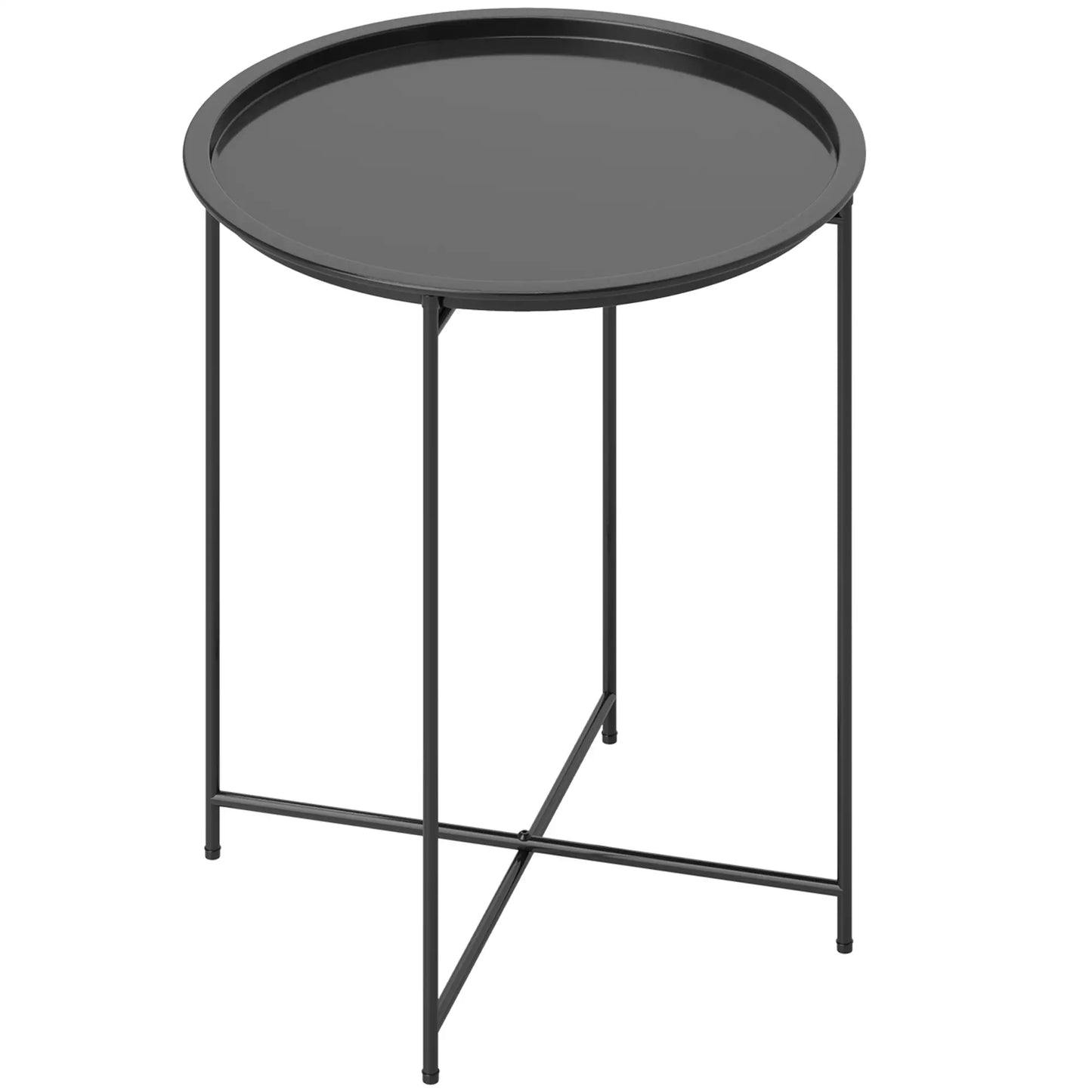 18" Outdoor Side Table, Removable Tray, Folding Legs, Black Patio Side Tables Black at Gallery Canada
