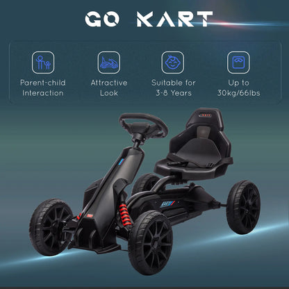 Adjustable Seat Go Kart, Forward Backward Handbrake, Shock Absorption, Black Pedal Go Karts for Kids at Gallery Canada
