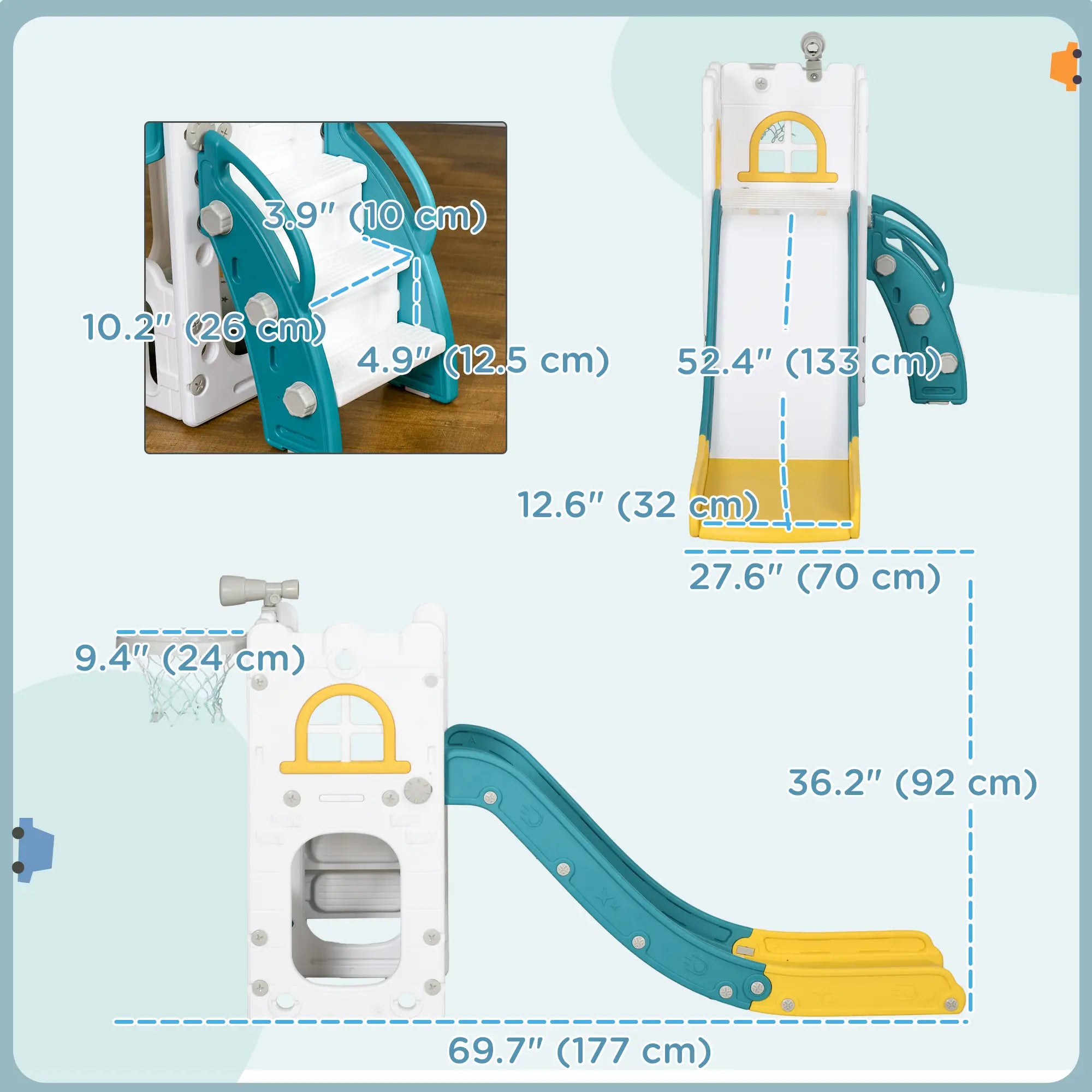 Toddler Slide, Basketball Hoop, Climber, Telescope, Storage Basket, 1-3 Years, Indoor, Yellow Gym Sets & Swings at Gallery Canada