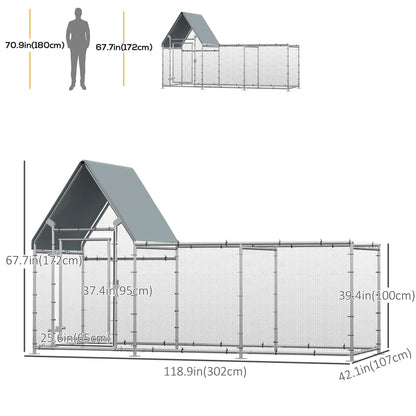Large Galvanized Chicken Coop, Rabbit Hutch, Water-Resist Cover, 119" x 42" x 68" Chicken Coops at Gallery Canada