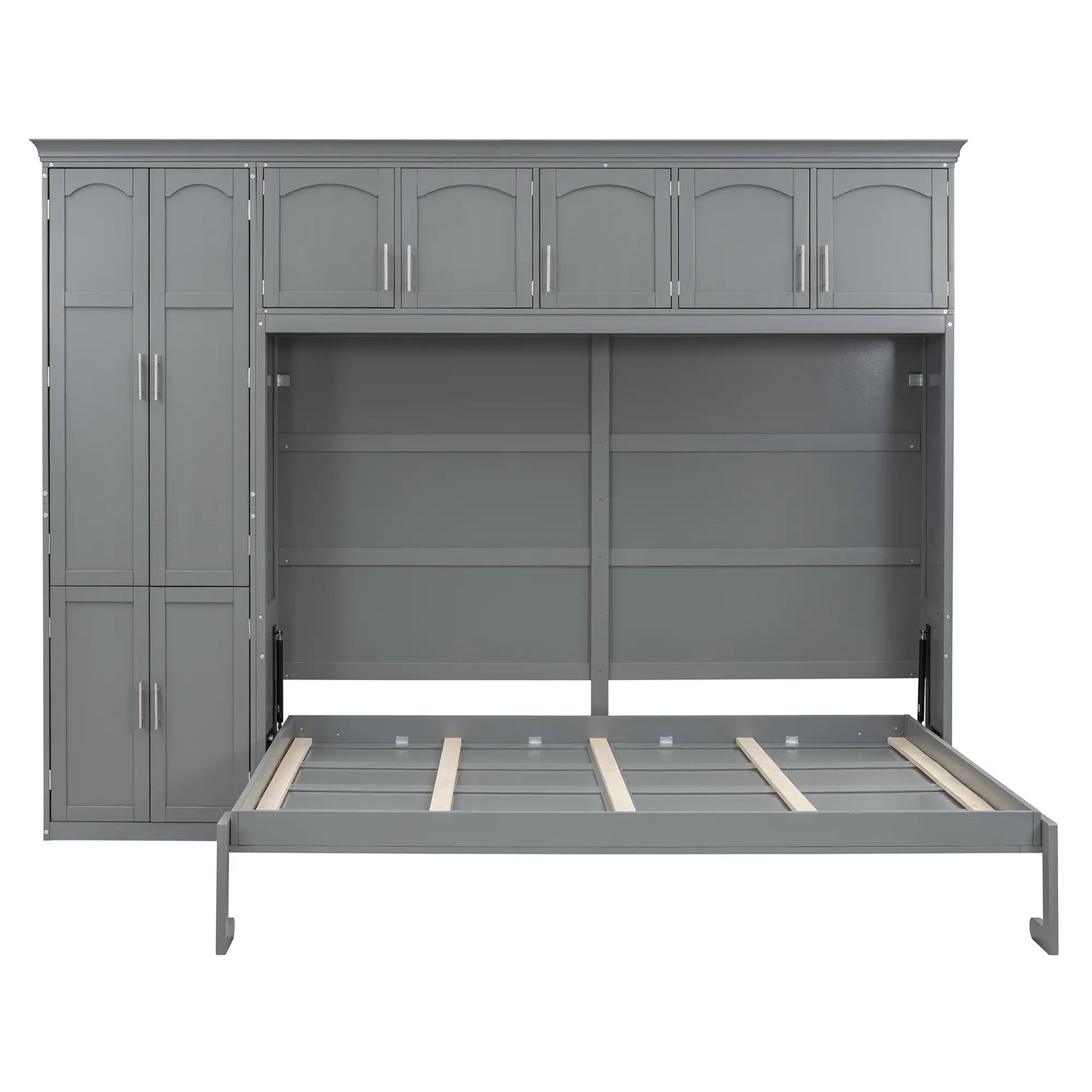 Murphy Bed with Storage, Space-saving Wall Bed, 117.5" L x 16" W x 88" H, Grey Bed Frames at Gallery Canada