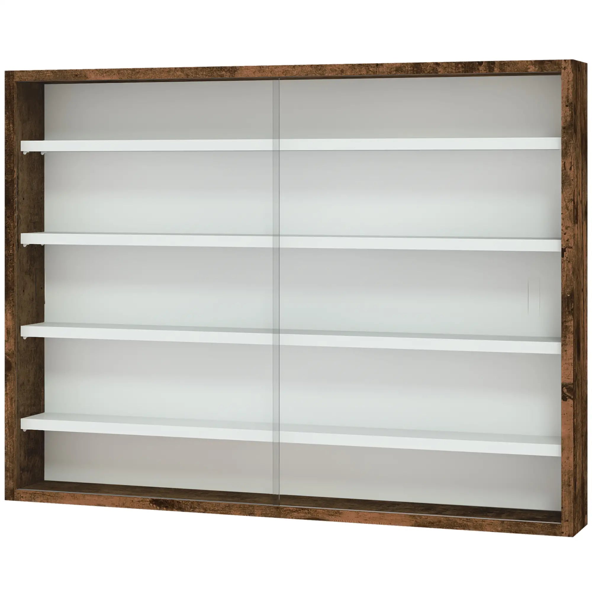 5-Tier Glass Display Cabinet, 2 Doors, 4 Adjustable Shelves, Brown Display Bookshelves at Gallery Canada