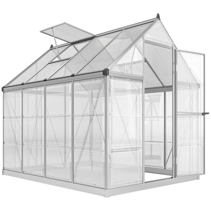 6' x 8' Walk-In Polycarbonate Greenhouse, Aluminium, 2 Panel Types, 5-Level Roof Vent Walk In Greenhouses at Gallery Canada