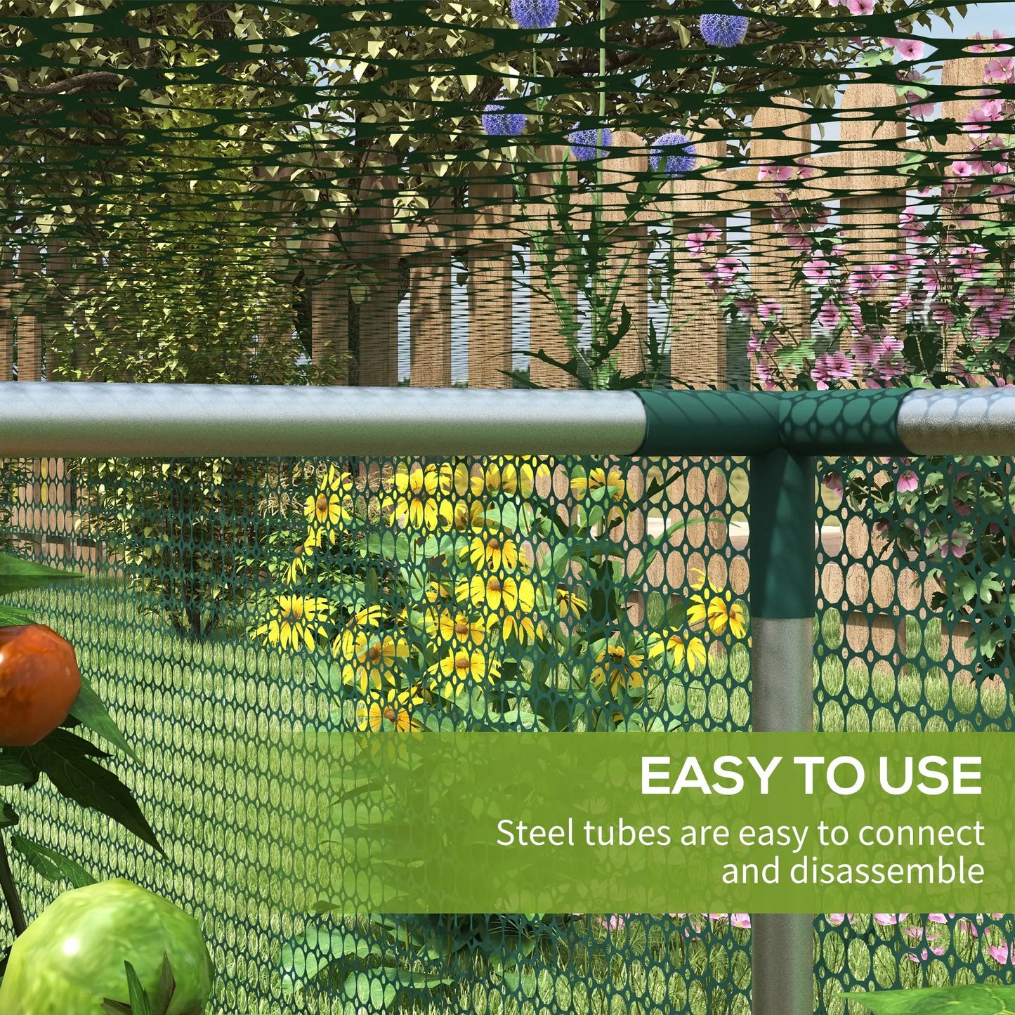 Cage de protection pour plantes 8,1' x 4,1', porte à fermeture éclair enroulable, cadre en acier galvanisé