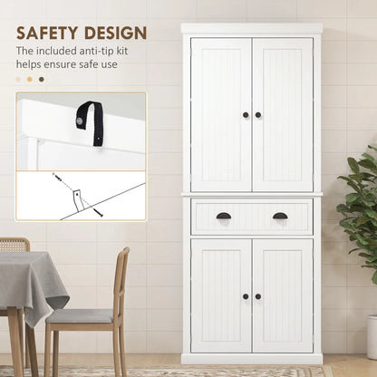 72" Kitchen Pantry, Freestanding Storage Cabinet, White Kitchen Pantry Cabinets at Gallery Canada