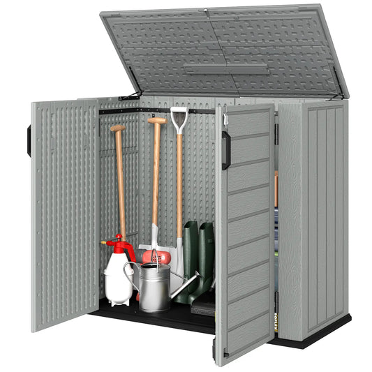 33 Cu.ft Plastic Outdoor Storage Shed, Lockable Doors, Light Grey Outdoor Storage Cabinet Light Grey at Gallery Canada