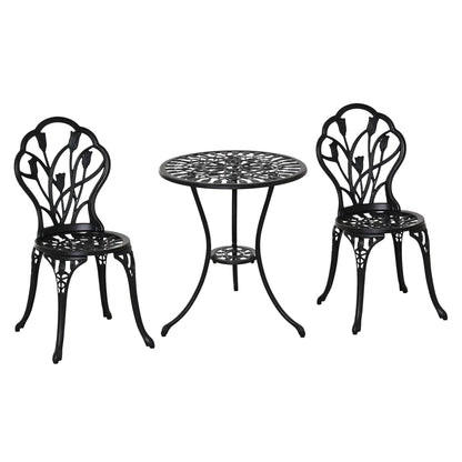 3PCs Patio Bistro Set, Outdoor Cast Aluminum Table and Chairs, Black Bistro Sets Black at Gallery Canada