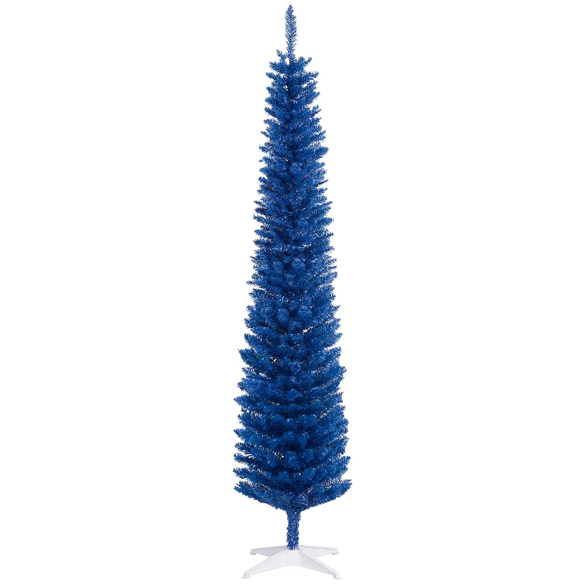 7' Slim Artificial Christmas Tree, Realistic Branches, Deep Blue Pencil Christmas Trees at Gallery Canada