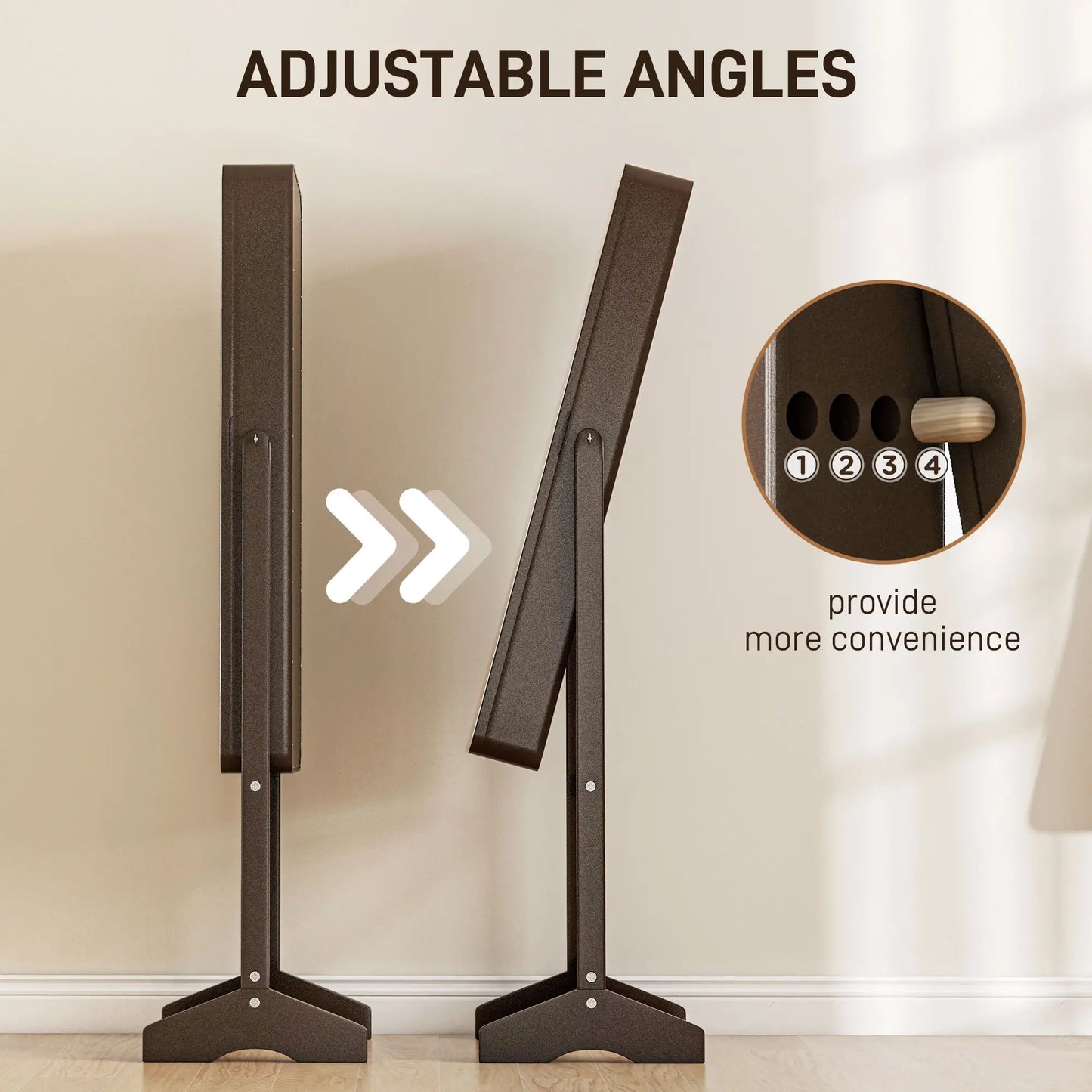 Standing Jewelry Cabinet with LED, Adjustable Mirror, Brown Jewelry Armoire & Jewellery Mirror Cabinets at Gallery Canada