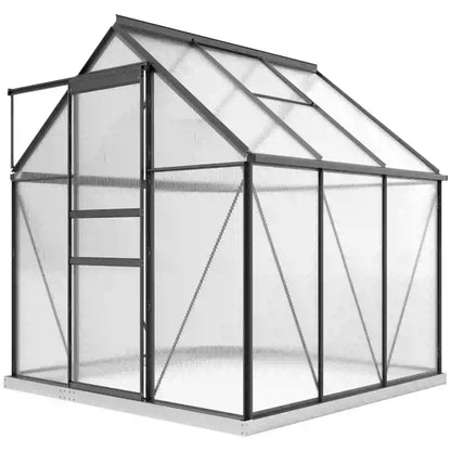 6' x 6' x 6.5' Polycarbonate Greenhouse, Walk-in, Adjustable Roof Vent, Grey Walk In Greenhouses Clear, Grey at Gallery Canada