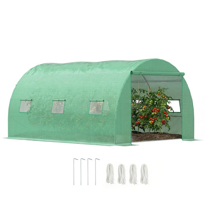 13' x 10' x 6.6' Walk-In Greenhouse, Garden Tunnel Tent, Zipped Door, 6 Mesh Windows, Green Tunnel Greenhouses at Gallery Canada