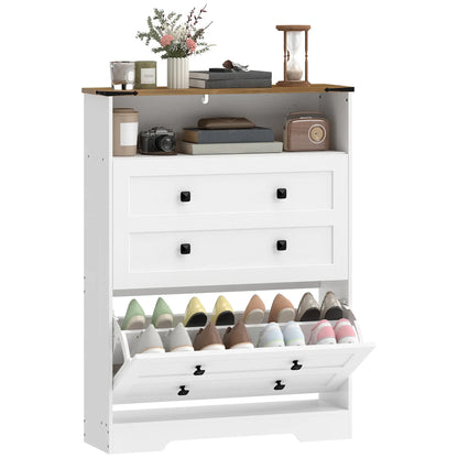 Shoe Cabinet, 2 Flip Drawers, Narrow Storage, White Shoe Storage Cabinets & Racks at Gallery Canada