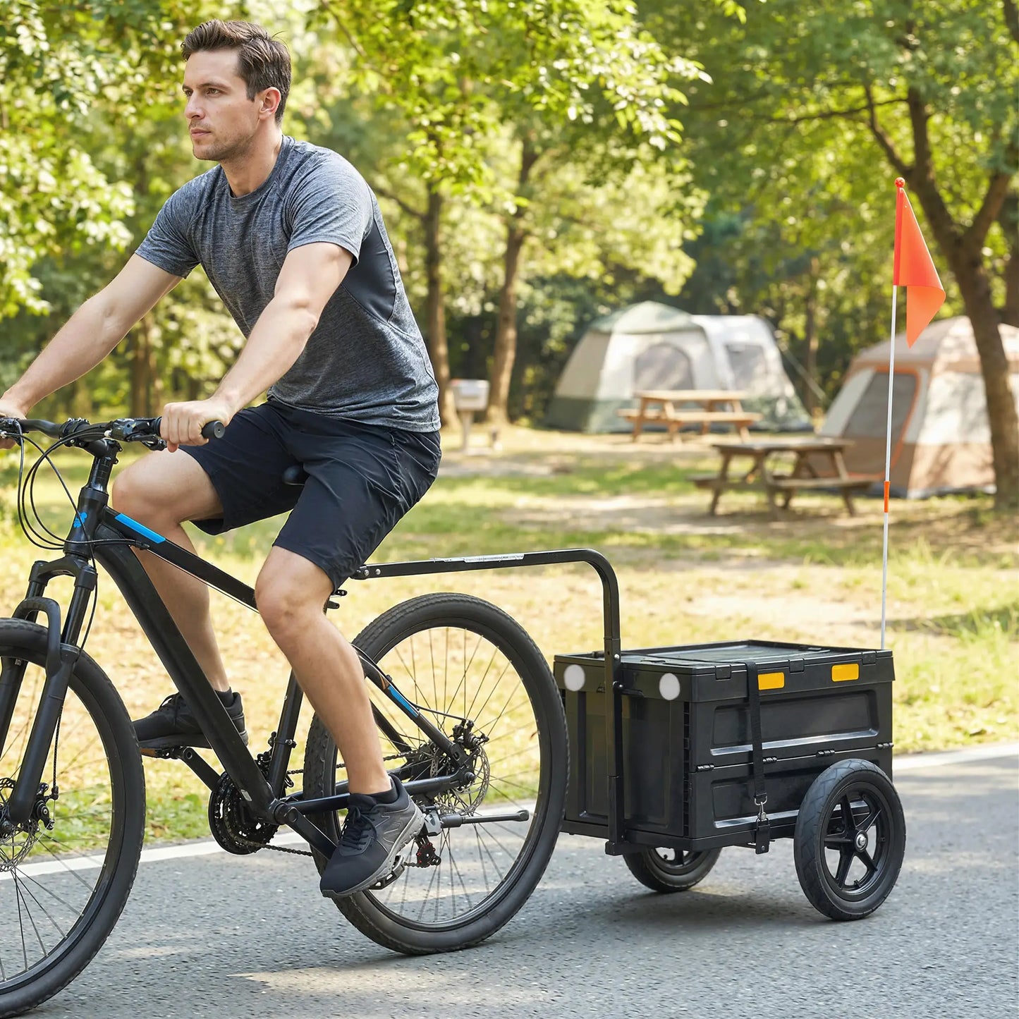 Bike Trailer, Foldable Storage Box With Lid, Quick Release Wheels Bike Cargo Trailers at Gallery Canada