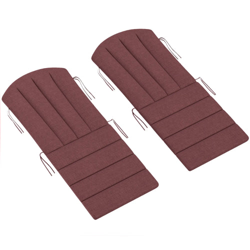 Set of 2 Patio Chair Cushions, High Back Adirondack, High-Density Foam, Wine Red