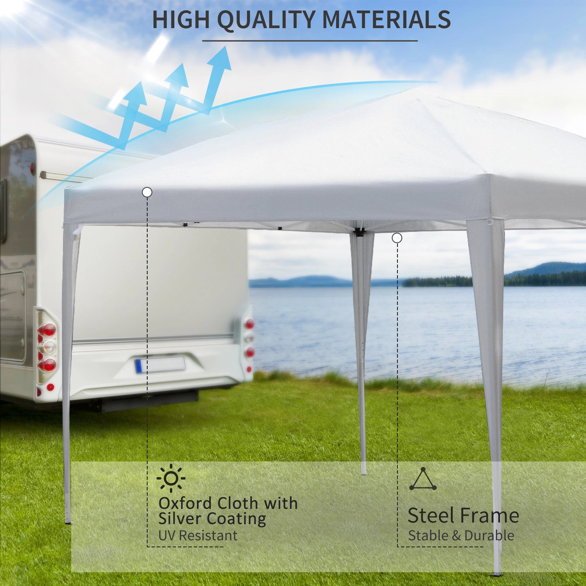 10 x 10ft Folding Pop Up Tent, Outdoor Gazebo Canopy, White Pop Up Canopies at Gallery Canada