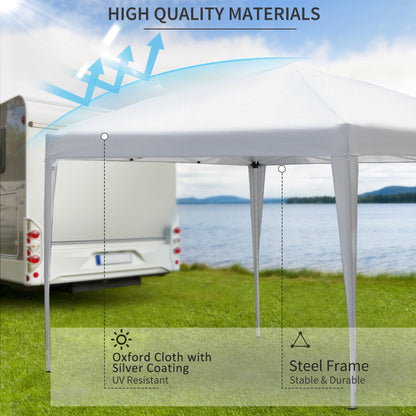 10 x 10ft Folding Pop Up Tent, Outdoor Gazebo Canopy, White Pop Up Canopies at Gallery Canada
