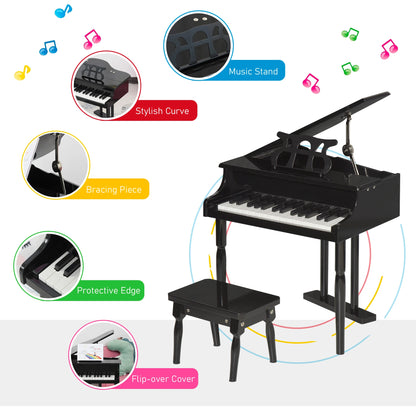 Modern Kids Piano, 30 Keys, Set of 2, Mini Toy, Grand Piano with Stand, Black Electronic Musical Pianos at Gallery Canada