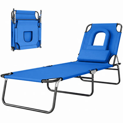 Folding Outdoor Lounge Chair, Portable, 4-Position Adjustable, Blue Lounger Chairs at Gallery Canada