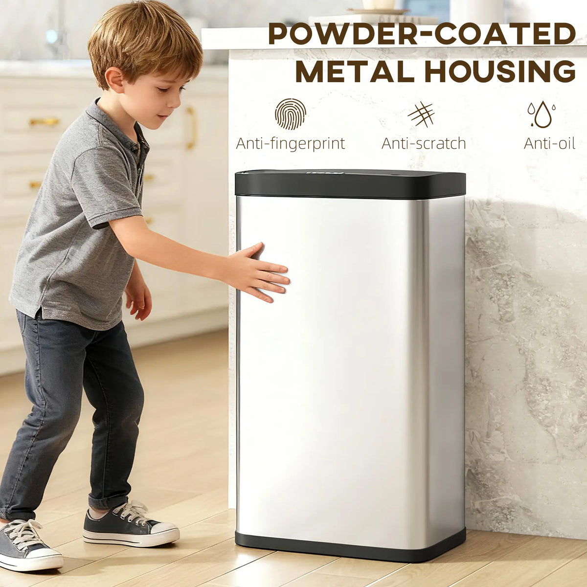 12 Gallon Sensor Can, Automatic Garbage Can, Stainless Steel, Silver Household Supplies at Gallery Canada