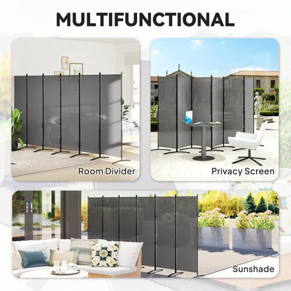 6 Panel Folding Outdoor Privacy Screen with Stable Base, 5.7FT Tall Room Divider with UV30+ Protection, Dark Grey Side Awnings at Gallery Canada