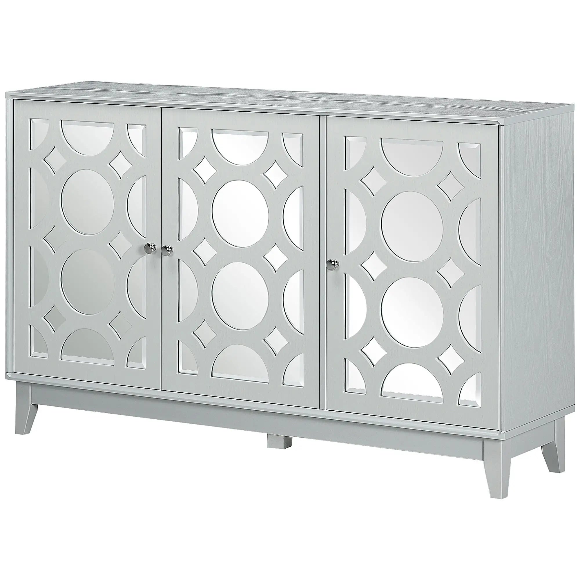 Sideboard Kitchen Buffet, 3 Mirrored Doors, 2 Cabinets, Adjustable Shelf, Gray Bar Cabinets at Gallery Canada