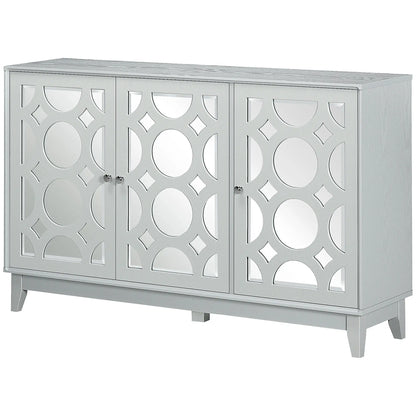 Sideboard Kitchen Buffet, 3 Mirrored Doors, 2 Cabinets, Adjustable Shelf, Gray Bar Cabinets at Gallery Canada