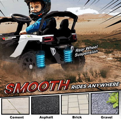 12V Kids Ride On Truck, Dual Motors, Rear Suspension, Remote Control, White Electric Toy Cars at Gallery Canada