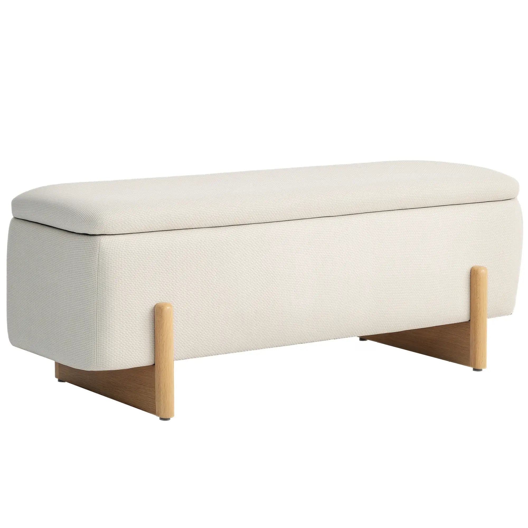 Linen-Look Storage Ottoman Bench, Cream White, Cream White Storage Ottomans & Benches at Gallery Canada