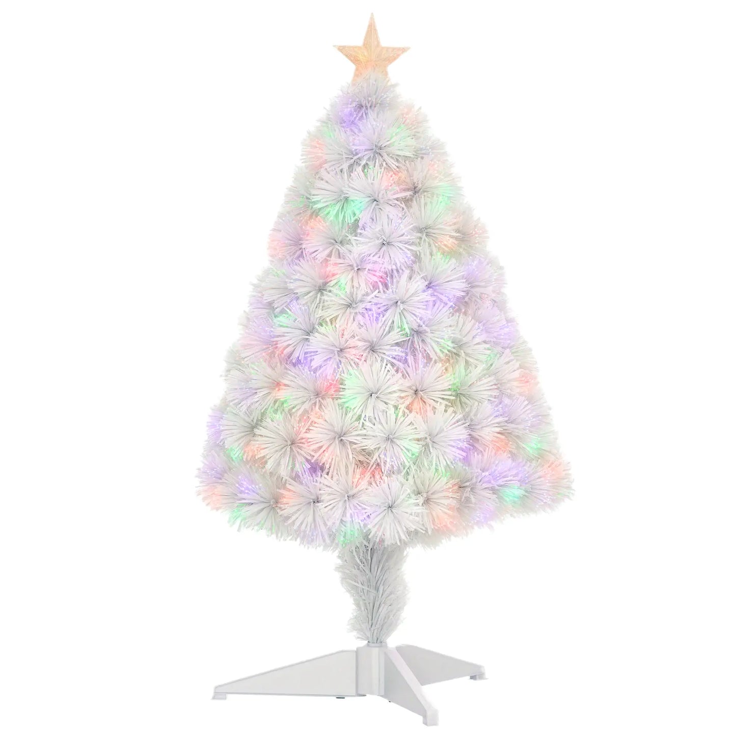 2.5FT Prelit Artificial Tabletop Christmas Tree, Fiber Optics, White Artificial Christmas Trees Green and White at Gallery Canada