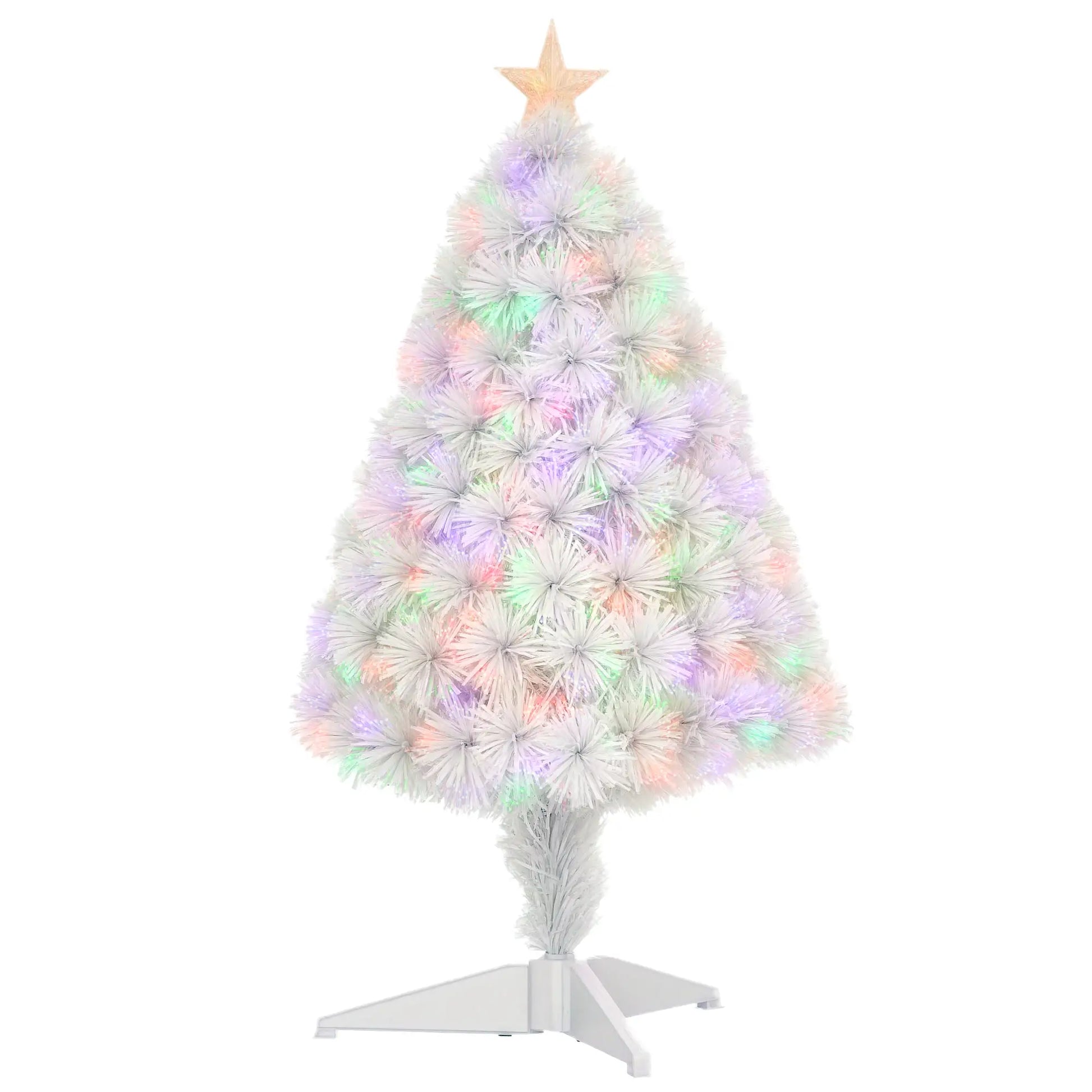2.5FT Prelit Artificial Tabletop Christmas Tree, Fiber Optics, White Artificial Christmas Trees Green and White at Gallery Canada