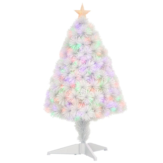 2.5FT Prelit Artificial Tabletop Christmas Tree, Fiber Optics, White Artificial Christmas Trees Green and White at Gallery Canada