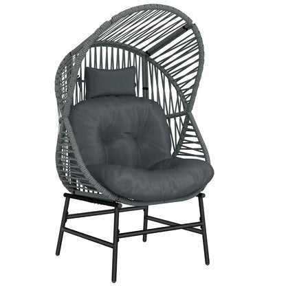 Outdoor Wicker Egg Chair, Steel Frame, 330 lbs, Dark Grey Patio Chairs at Gallery Canada