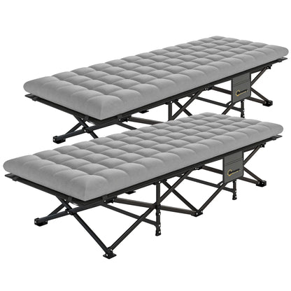 Set of 2 Camping Cots, 32" Extra Wide Folding, Grey Camping Cots Black, Grey at Gallery Canada