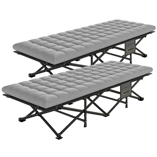 Set of 2 Camping Cots, 32" Extra Wide Folding, Grey Camping Cots Black, Grey at Gallery Canada
