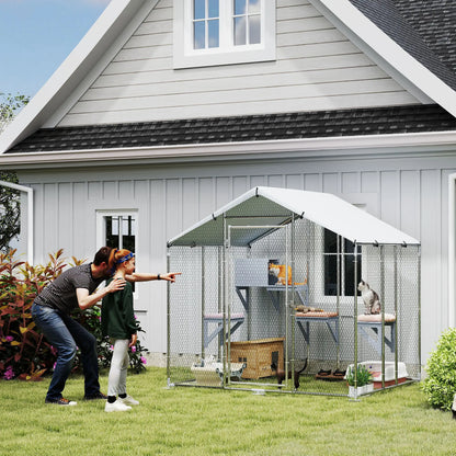 79" Extra Large Metal Outdoor Catio, Waterproof Cover, Resting Box, 4 Platforms Outdoor Cat Enclosures at Gallery Canada