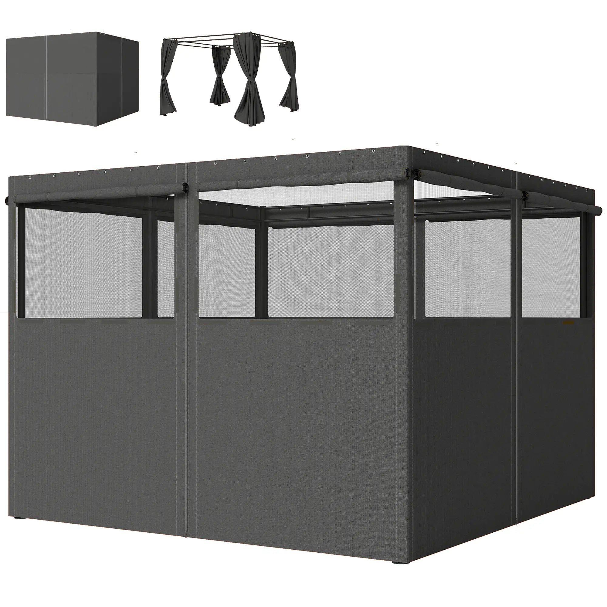 10' x 10' Gazebo Sidewall Set, 4 Panels, Windows, Doors, Dark Grey Gazebo Sidewalls Dark Grey at Gallery Canada