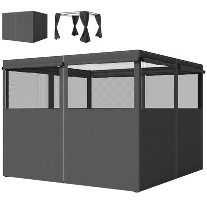 10' x 10' Gazebo Sidewall Set, 4 Panels, Windows, Doors, Dark Grey Gazebo Sidewalls Dark Grey at Gallery Canada