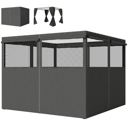 10' x 10' Gazebo Sidewall Set, 4 Panels, Windows, Doors, Dark Grey Gazebo Sidewalls Dark Grey at Gallery Canada