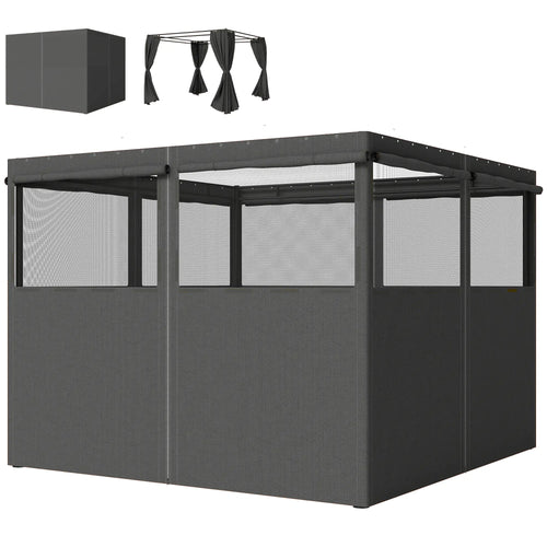 10' x 10' Gazebo Sidewall Set, 4 Panels, Windows, Doors, Dark Grey