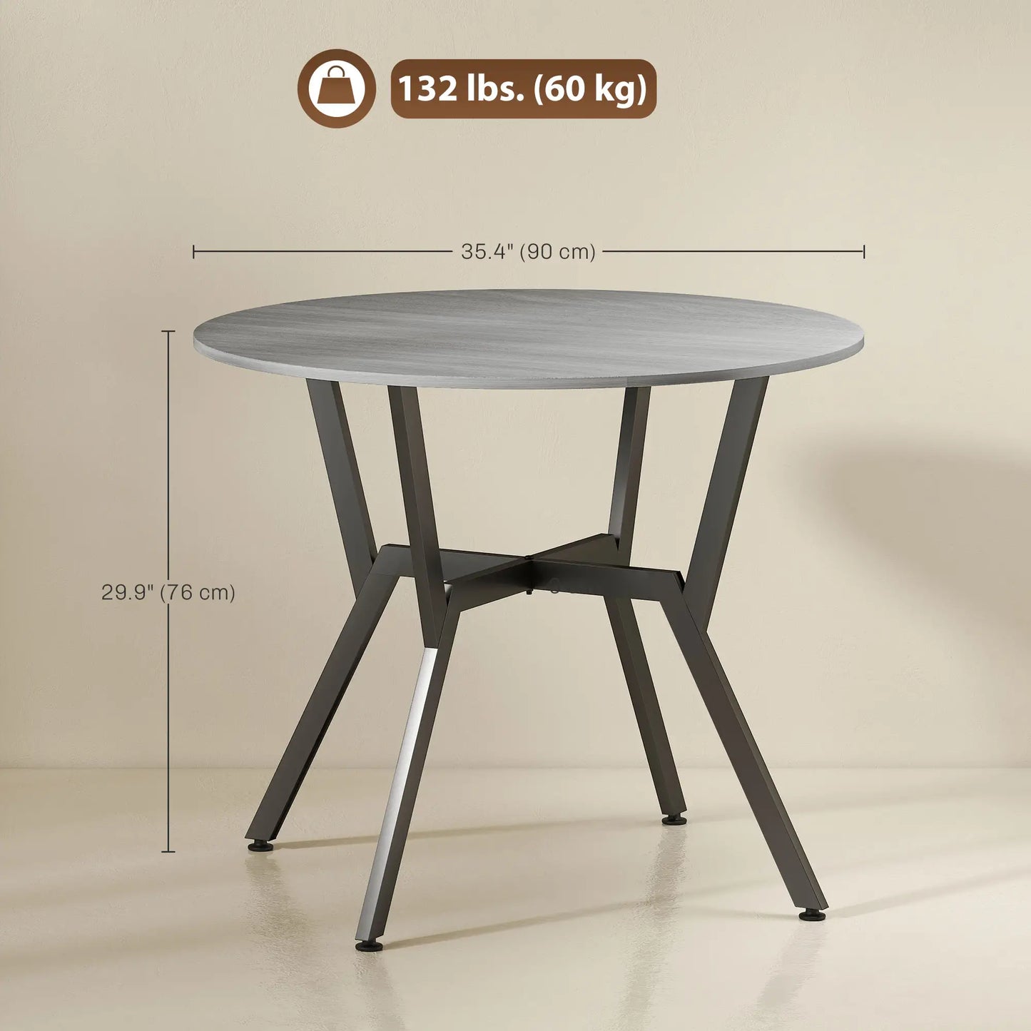 35" Round Dining Table, Steel Frame, Small Kitchen Table, Grey Dining Tables at Gallery Canada
